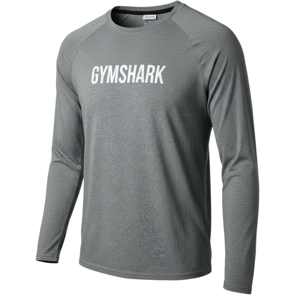 Gymshark Apollo Long Sleeve T Shirt Mens M Gray Gym Training Athletic Fit Casual